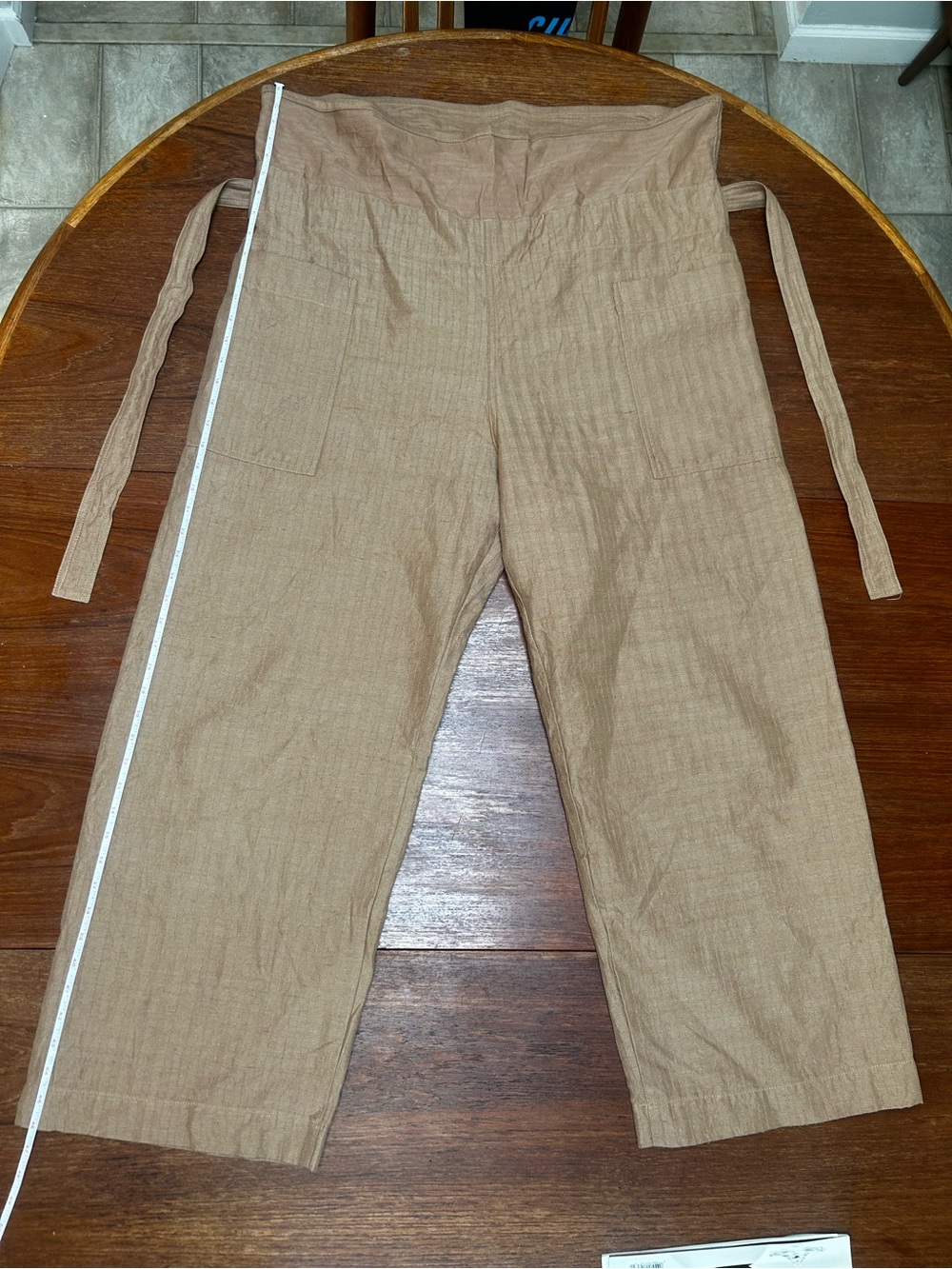 High-Waist Wide Leg Linen Pants in Light Brown